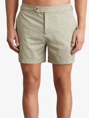 REISS Men’s Geometric-Print Swim Shorts Pistachio Green XXL